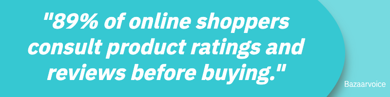 89% of online shoppers consult product ratings and reviews before buying